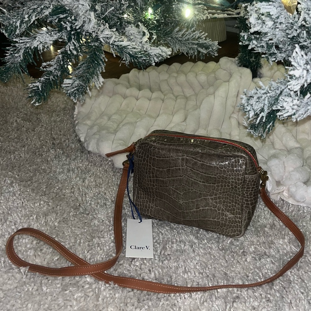 BRAND NEW Clare V Midi Sac in Fog Croco
